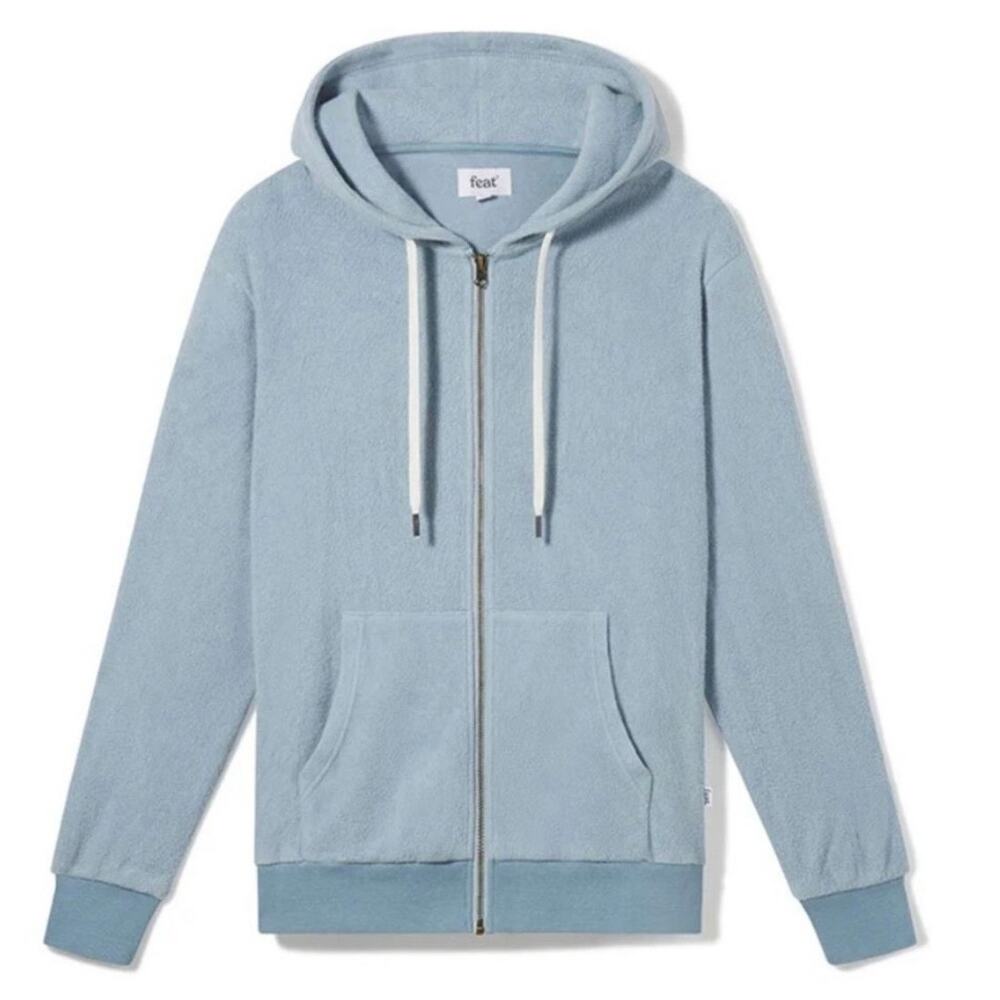 FEAT NWT blue  blanketblend zip hoodie small unisex soft knit comfy casual